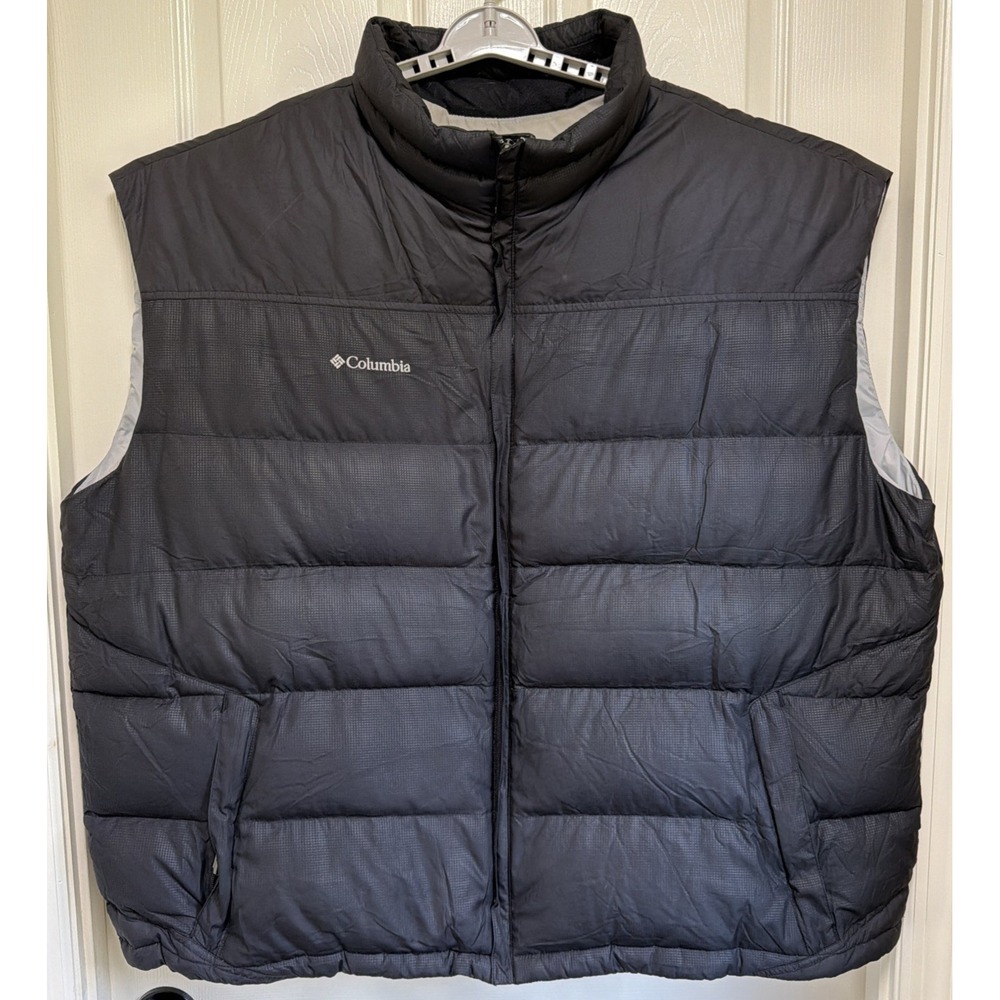 Vintage Columbia Men's 4XT Vest Black Quilted Down Feather Puffer Ripstop Tall